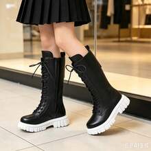2026 New Fashion Versatile Tall Riding Boots Flat Sole Girls Kids Boots - Black - View 3