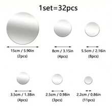 32pcs Round Mirror Wall Stickers, Acrylic Wall Decor With Mirror Effect, Unique Room Decoration Style, Suitable For Bedroom Vanity, Decorative Wall Mirror And Bathroom Decor - AAA - View 7