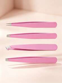 4 Pcs Professional Eyebrow Tweezers Set, Precision Stainless Steel Hair Removal Tweezers With 4 Tips (Flat, Pointed, Slant, Hook), Perfectly Aligned Close Grip For Eyebrow Shaping, False Eyelashes, Facial & Ingrown Hair, Women Beauty Makeup Tool Kit - Upgraded - View 5