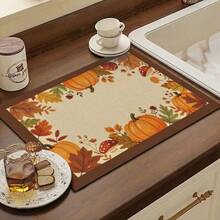1PC Pumpkin Diatomite Absorbent Welcome Doormat, Christmas Halloween Decor Rug, Multi‑Purpose Mat For Stovetop, Coffee Station, Water Bar Counter, Indoor & Outdoor Front Door, Kitchen Home Decor Area Floor Mat - Multicolor - View 6