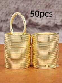 10/20/30/50/100pcs Polished Silver Stainless Steel Round Hole Flat Key Rings Keychains Rhodium Plated Round Split Key Rings DIY Wholesale Christmas - Gold - View 18