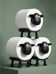 1/3/6pcs Sheep-Shaped Toilet Paper Holder Set, Fun 3D Printed Black Sheep Design Toilet Paper Rack, Freestanding Toilet Paper Storage Rack, Suitable For Bathroom Shelf, Housewarming Gift, Bathroom Decor And Kitchen - Multicolor - View 1