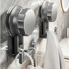 Rotatable Suction Cup Hook, Drill-Free Removable Wall Hook, Suitable For Bathroom Shower, Kitchen Towel Bathrobe, Reusable Heavy Duty Hanging Hook, Multi-Functional Practical Hook - Gunmetal Gray - View 10