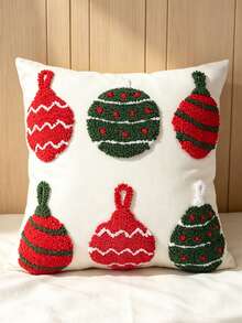 1pc Christmas Colorful Ball Pillowcase, Red And Green Decorative Ball Pattern Cushion Cover, Christmas Atmosphere Square Pillowcase, Christmas Home Sofa Bed Headboard Decorative Pillow, Pillow Insert Not Included - Color - View 5
