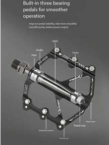 1pc Aluminum Alloy Triple Bearing Bicycle Pedal, Wide Anti-Slip Design For Mountain Bike & Road Bike Universal Cycling Pedal - Multicolor - View 5