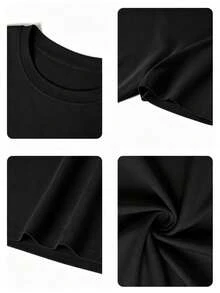 Camiseta mujer de poliéster, fantasma con pedrería, moño animal print y calabaza Halloween, casual urbana para otoño - Negro - Ver 3