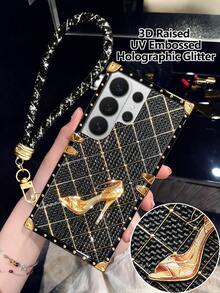 Black and Gold - Gold Foil Embossed Glitter + Wrist Strap