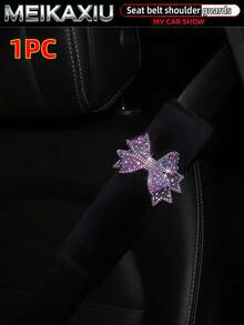 MEIKAXIU 1/2pcs Rhinestone Bling Mesh Bowknot Shoulder Strap Cover, Short Plush Car Seat Belt Shoulder Cover, Seat Belt Decoration, Car Decor Accessories For Women - Rhinestone Mesh Bow - View 14