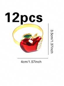 6/12pcs Christmas Apple Napkin Rings, Suitable For Christmas Restaurant Table Decor, Christmas Napkin Rings, Suitable For Christmas Table Decor Napkin Rings, Christmas Napkin Holders, Christmas Napkin Stands, Christmas Party Napkin Rings - Multicolor - View 8