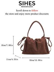 1pc Solid Color Suede Velvet New Women's Backpack, Shoulder Bag, Crossbody Bag, Fashion Large Capacity Bucket Bag, Suitable For Commuting, Shopping, Dating, Shopping - Coffee - View 6