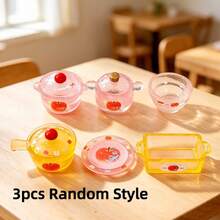 Miniature Kitchen Realistic Pots And Bowls Resin Accessories, Dollhouse DIY Creative Fruit Food Resin Decor, Tableware Model, Micro Scene Kitchen Tableware Decor, Pretend Play Decor, Apple Tableware Series - Multicolor - View 16