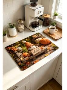 1PC Hat‑Wearing Gnome Print Diatomite Absorbent Welcome Mat, Non‑Slip Small Floor Rug, Christmas Decor Mat For Stovetop Coffee Machine Water Bar Counter, Indoor Outdoor Front Door Kitchen Home Decor - Multicolor - View 15