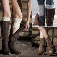 4 Pairs Winter Warm Boot Socks, Girls Crochet Knit Boot Socks, Short Leg Warmers, Boot Covers, Leg Sleeves, Girls Gift - Multicolor - View 1