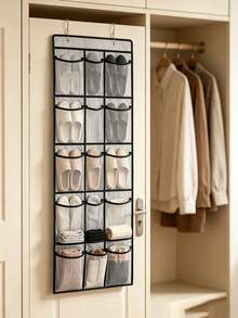 1pc Over-The-Door Hanging Shoe Storage Bag, Multi-Pocket Mesh Storage Organizer, Foldable Wall-Mounted Storage Rack, Suitable For Shoes, Cosmetics, Toys, Miscellaneous Items, Space-Saving Storage Accessory For Home Closet, Bedroom, Dorm - Multicolor - View 3