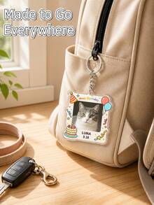 Custom Photo And Text Keychain, Personalized Keychain With Custom Photo, Custom Text And Custom Name, Bag Charm Keepsake Gift For Family And Friends - Multi-color - View 7