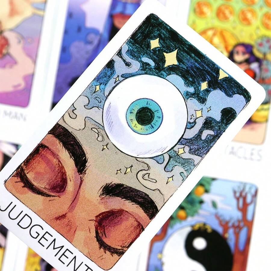 78 Pcs Third-Eye Tarot Cards 10x6cm Anime-Style Full English Tarot Deck, Interactive Divination Card Game, Fun Board Game For Family Parties And Team Building Nights - Multicolor - View 1