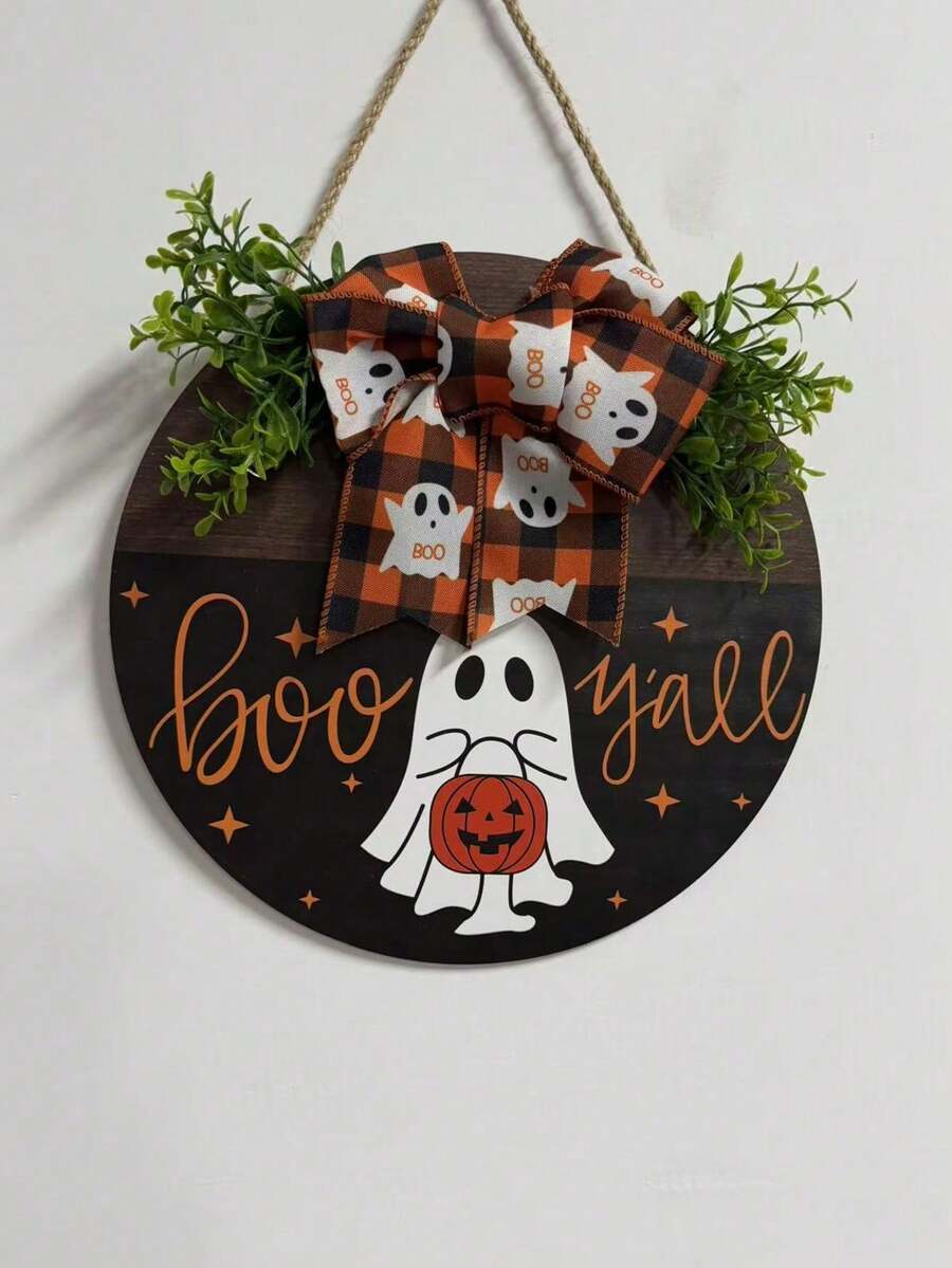 Artificial Pumpkins - Pumpkin Ghost Doorplate - View 1