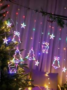 USB Powered LED Multicolor Curtain String Lights, Controllable Color Changing Lights, Suitable For Windows, Walls, Christmas Tree Decoration, Plug And Play Hanging Lights, Suitable For Home Parties, Plastic Cable - Multicolor - View 8
