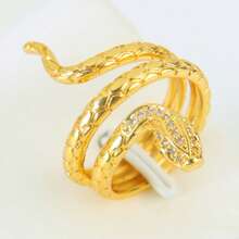 Enamel Zirconia Gold Color Serpent Rings 24k Gold Plated Fashion Irregular Adjustable Snake Ring Europe America Personality Jewelry - Snake Rings - View 34