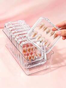 30/20/1pc Plastic Transparent Wearable Nail Art Storage Box, Nail Display Box With Secure Lock Lid, Stackable Nail Storage Container For Storing Nails, Various Jewelry, Nail Decorations And Salon Accessories - Multicolor - View 2