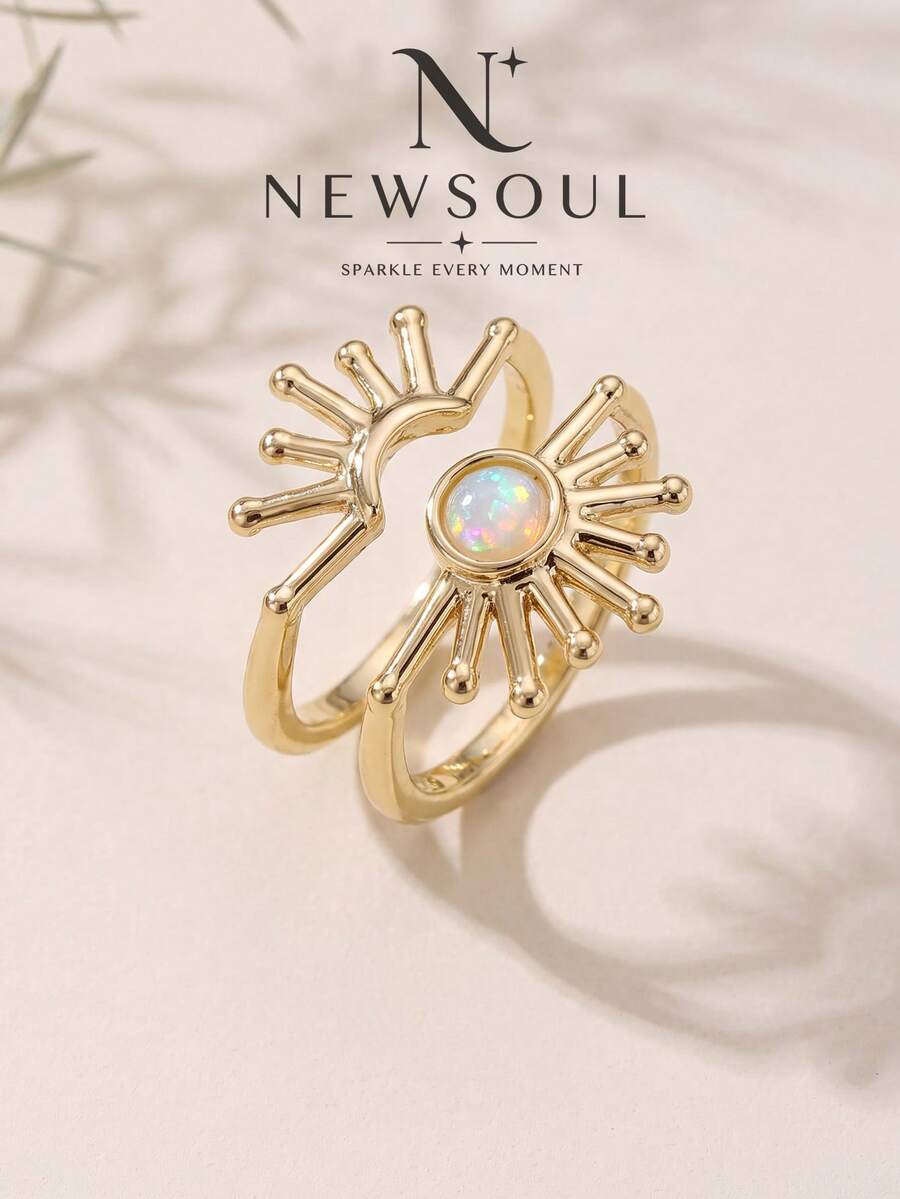 2pcs/Set Minimalist Elegant Fashion Sun Ring Set, Suitable For Women Party Travel Wear, Exquisite Jewelry Gift - Sun Ring Set - View 1