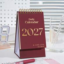 1件 2026-2027新款極簡創意桌面迷你月曆，三角底座，桌面放置穩固，加厚硬卡紙內頁，不滲墨書寫，加大雙金屬線圈，翻頁順暢不卡頓，中高中考試備忘倒數計畫表，月曆年曆，辦公室裝飾，禮物，獎品，辦公用品，學校用品 - 彩色 - 查看 18