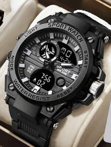 1pc New Fashion Dual Display Luminous Waterproof Men's & Youth Outdoor Sports Electronic Watch - A - View 13