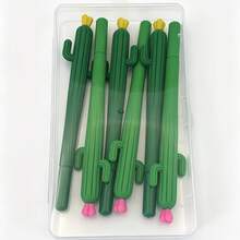 Set Pulpen Netral Berbentuk Kaktus Kreatif 7/17 buah, Termasuk Kotak Pulpen, Pulpen Silikon Menarik dengan Nilai Estetika Tinggi, Dilengkapi dengan Isi Ulang Tinta Hitam 0,5 mm, Set Alat Tulis Belajar Harian Siswa, Wajib Dimiliki Saat Kembali ke Sekolah. - kaktus - View 3