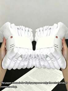 1/5/10/20 Pairs Men's Pure White Minimalist Socks, Moisture-Wicking Breathable, Daily Wear Running Sports Mid-Calf Socks, Couple Socks, Suitable For All Seasons - White - View 1