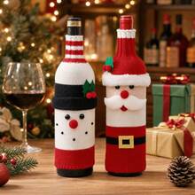 1pc Christmas Knitted Wine Bottle Cover, Santa Claus Snowman Wine Bottle Gift Packaging Decoration - View 4