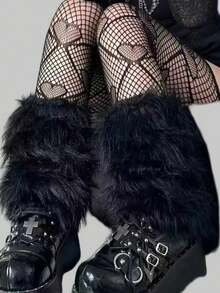 xiangmeishangu Faux Fur Boot Covers And Short Plush Leg Warmers - Autumn/Winter Fleece Covers, Multi-Functional Suede Shoe Covers, Y2K Disco Leg Warmers - Multicolor - View 3