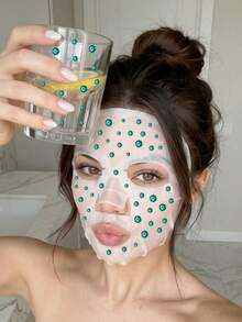 1pc Teal Acrylic Face Gem Sticker, Shiny Round Rhinestones, Stage Y2K Makeup Decor Sticker For Face, Body & Nail Art - Green - View 3