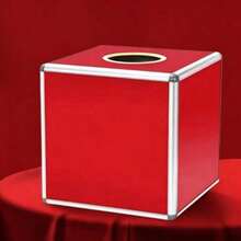 1 Square Red Lucky Draw Box, Multi-Functional Ticket & Ball Storage Container, Suitable For Company Annual Meeting, Charity Foundation, Party & Wedding Games - Multiple Styles - View 11