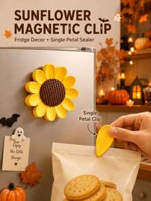 Sunflower Magnetic Bag Clips, Strong Magnetic Decorative Kitchen Clips, Snack Food Bag Sealing Clips, Refrigerator Magnet Clips, Suitable For Notes, Photos, Shopping Bags, Kitchen Storage, Home Organization And Daily Use - Multicolor - View 2