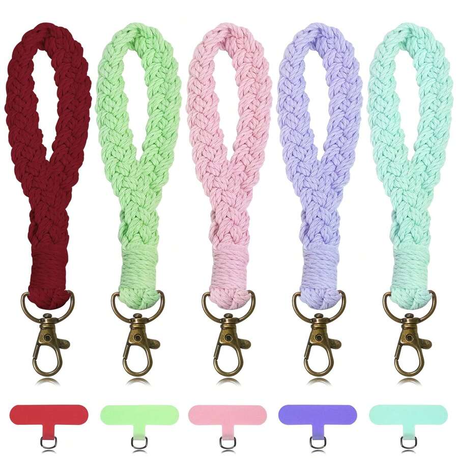 1pc Colorful Handmade Woven Bohemian Style Car Keychain Bag Charm Bracelet