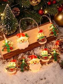 1pc New 10 LED/20 LED Christmas Decorative String Lights, Featuring Santa Claus And Snowman, Designed For Indoor Decoration To Create Festive Atmosphere During Christmas. Suitable For Outdoor Garden/Wedding Camping Decoration/Holiday Party/Christmas, Battery Operated Version [Battery Not Included] - Multicolor - View 6