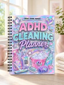 ADHD Cleaning Planner Notebook, Cute Holographic Home Cleaning Schedule Organizer, Includes Chore List, Daily And Weekly Cleaning Routine Tracker, Women's Household Task Planner, Gift For Home Organization Enthusiasts Cleaning Supplies - A - View 1