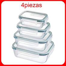 4-teilige rechteckige Behälter aus Borosilikatglas, für Mikrowelle, 200-370-640-1000 ml - Übersicht 2