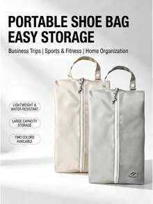1pc Solid Color Large Capacity Signature Dual Opening Anti-Fouling Travel Shoe Storage Bag, Fashion Casual Portable Zipper Design - Multicolor - View 1