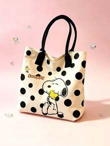 1pc Peanut Snoopy Print Canvas Crossbody Tote Bag, Casual Minimalist Style, Multi-Functional Small Shoulder Handbag, Durable Adjustable Strap, Suitable For Women And Teenagers, Ideal For Daily Outings, Work, School And Shopping - View 5