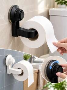 1pc Strong Suction Cup Toilet Paper Holder, Wall-Mounted Bathroom Paper Towel Rack, No-Drill Roll Paper Holder, Multi-Function Towel Hanging Bar, Space-Saving Roll Paper Storage Rack, Reusable Suction Cup Design, Suitable For Bathroom/Shower, Anti-Slip Design, Rust-Proof Plastic Material, Fits All Roll Paper Sizes, Travel Essential, Bathroom Accessories, Kitchen Supplies, Home Goods - Multicolor - View 8
