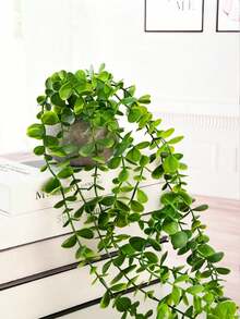 1pc Artificial Eucalyptus Hanging Vine Plant, Home Decor Desktop Office Potted Plant - Green - View 4