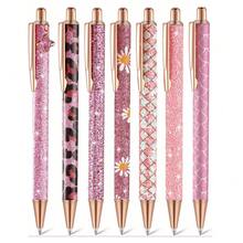 Random New Luxury Full Rhinestone Metal Ballpoint Pen, Black Ink 1.0, Shiny Metal Retractable Ballpoint Pen, Multi-Color Glitter, Shiny Black Ink Flower-Shaped Gift Pen, Suitable For Office, Company And School - Multiple Styles - View 5