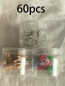 20/40pcs Creative Wooden Clips Push Pins, Photo Wooden Clips, Cork Push Pins, Wooden Clips, Multi-Purpose Push Pins For Cork Board And Bulletin Board, Office And Classroom Decor - Multicolor - View 15