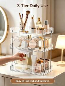 Cosmetic Storage Box Desktop Skincare Lipstick Organizer Eyeshadow Perfume Transparent Drawer Vanity Organizer Rack - Transparent Storage Rack - View 8
