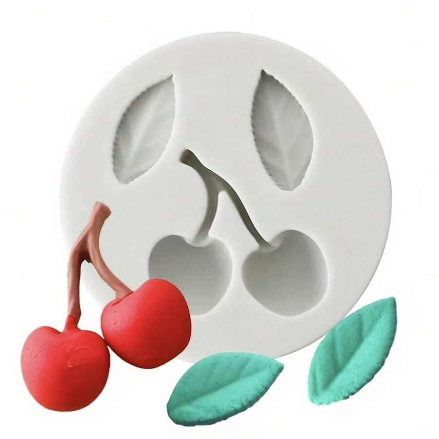 Cherry Shaped Silicone Mold, Realistic Fruit Resin Mold, Aromatherapy Plaster Mold, Handmade Decorative Ornament Mold, Smooth Demolding Without Residue, Suitable For DIY Handmade Accessories, Desktop Small Decorations, Home Crafting Use. - Multicolor - View 1