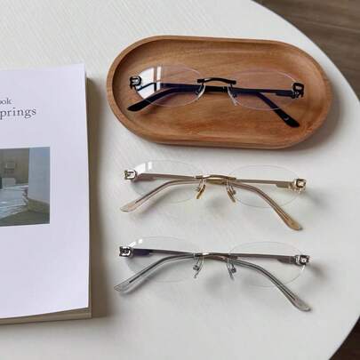 1 Pair INS Style Fashionable High-End Artistic Sexy Rimless Metal Glasses
