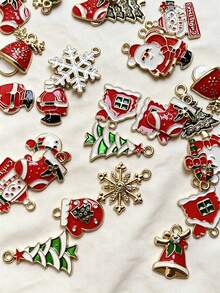 20/50Pcs Christmas Decoration DIY Alloy Accessories Christmas Tree Holiday Element Hanging Ornaments Earrings Oil Drip - Multicolor - View 3