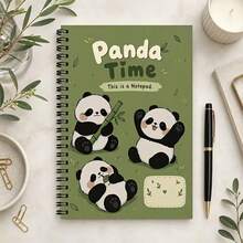 1pc Cute Panda Theme Notebook, A5 Spiral Notebook With Adorable Panda Pattern Design, Soft Cover, Durable Paper, Suitable For School, Office, Diary, Recording | Perfect Gift For Students And Professionals, Design Daily Planner, Record Classroom Notes, Office Memo, Portable Writing Notebook, Suitable For Professionals, Students And Office Use - Perfect Gift Choice, Artistic Cover Design, Learning Formula, Record Journal - 1 Pack (50 Sheets, 100 Pages) - View 3