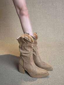 Women's 2026 New Tassel Tall Boots, Retro Wasteland Style Chunky Heel Knee-High Slouchy Riding Boots - Brown - View 9